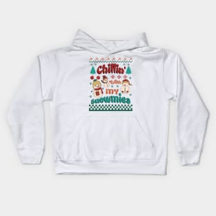 Chillin With My Snowmies, Retro Christmas Kids Hoodie